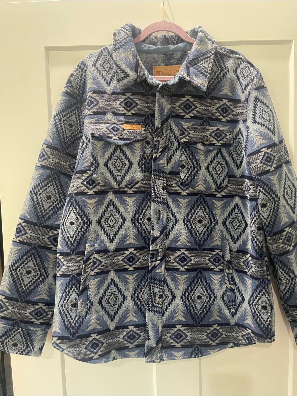 Powder River Trading Co. Men’s Aztec Lightweight Shirt Jacket - Blue